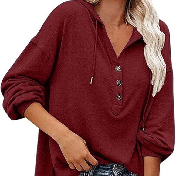 3/$30   Womens long sleeve tops casual (wine/grey) 2  colors - Picture 1 of 16